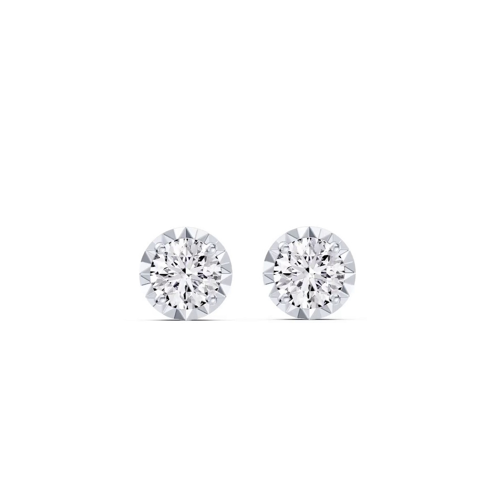 360 degree view of Amplify Faceted Bezel Lab Diamond Stud Silver Earrings (0.60 ct. tw.)
