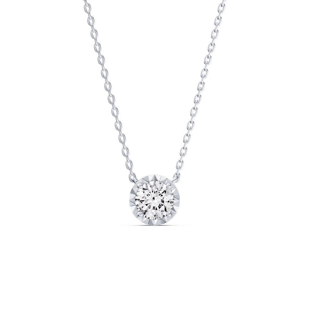 360 degree view of Amplify Faceted Bezel Lab Diamond Silver Necklace (0.33 ct. tw.)