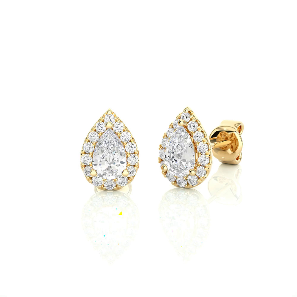 360 degree view of Pear Shaped Lab Diamond Halo Studs (2 ct. tw.)