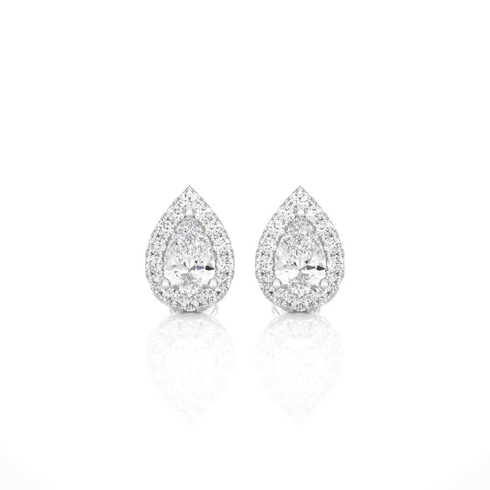 360 degree view of Pear Shaped Lab Diamond Halo Studs (1 ct. tw.)