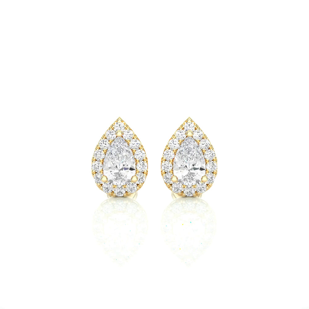 360 degree view of Pear Shaped Lab Diamond Halo Studs (1 ct. tw.)