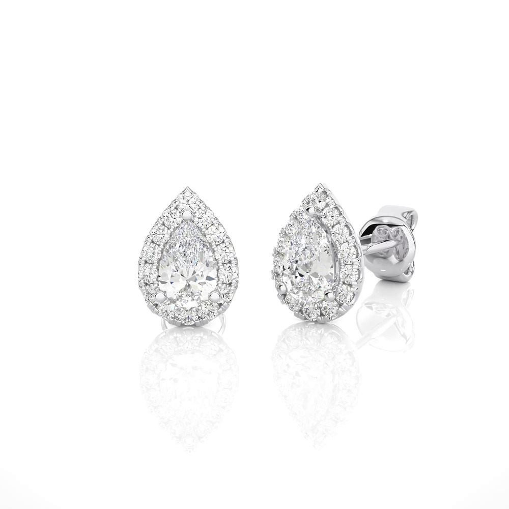 360 degree view of Pear Shaped Lab Diamond Halo Studs (1 1/3 ct. tw.)