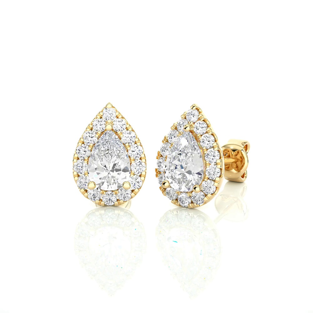 360 degree view of Pear Shaped Lab Diamond Halo Studs (1 1/3 ct. tw.)