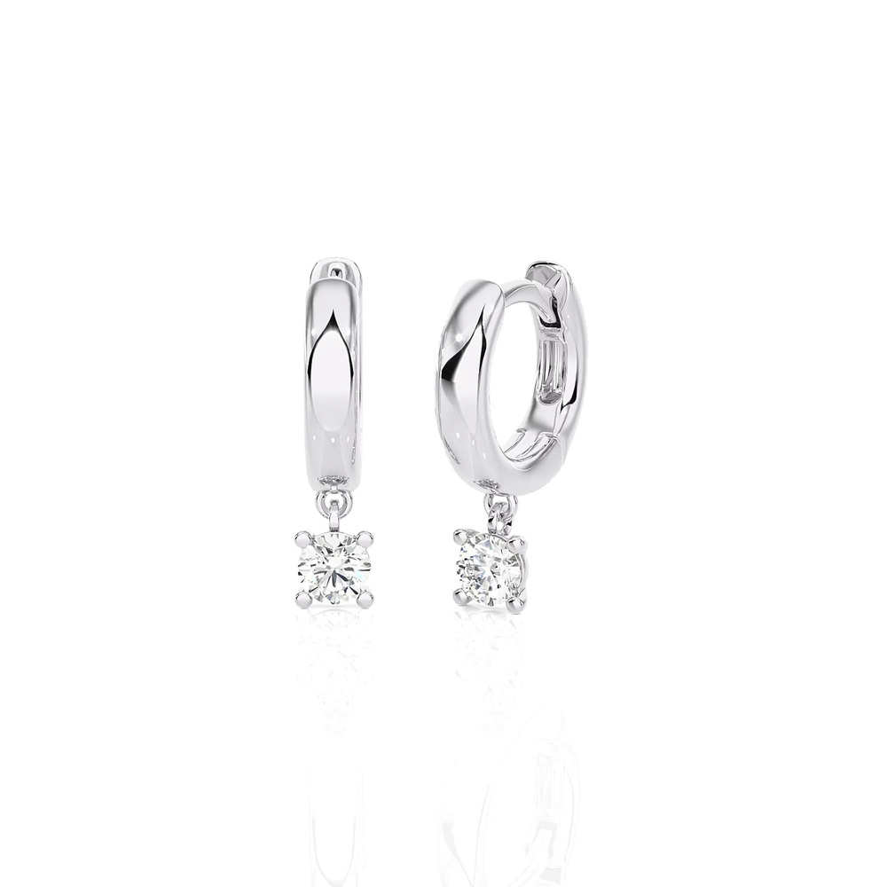 360 degree view of Huggie With Solitaire Lab Diamond Drop