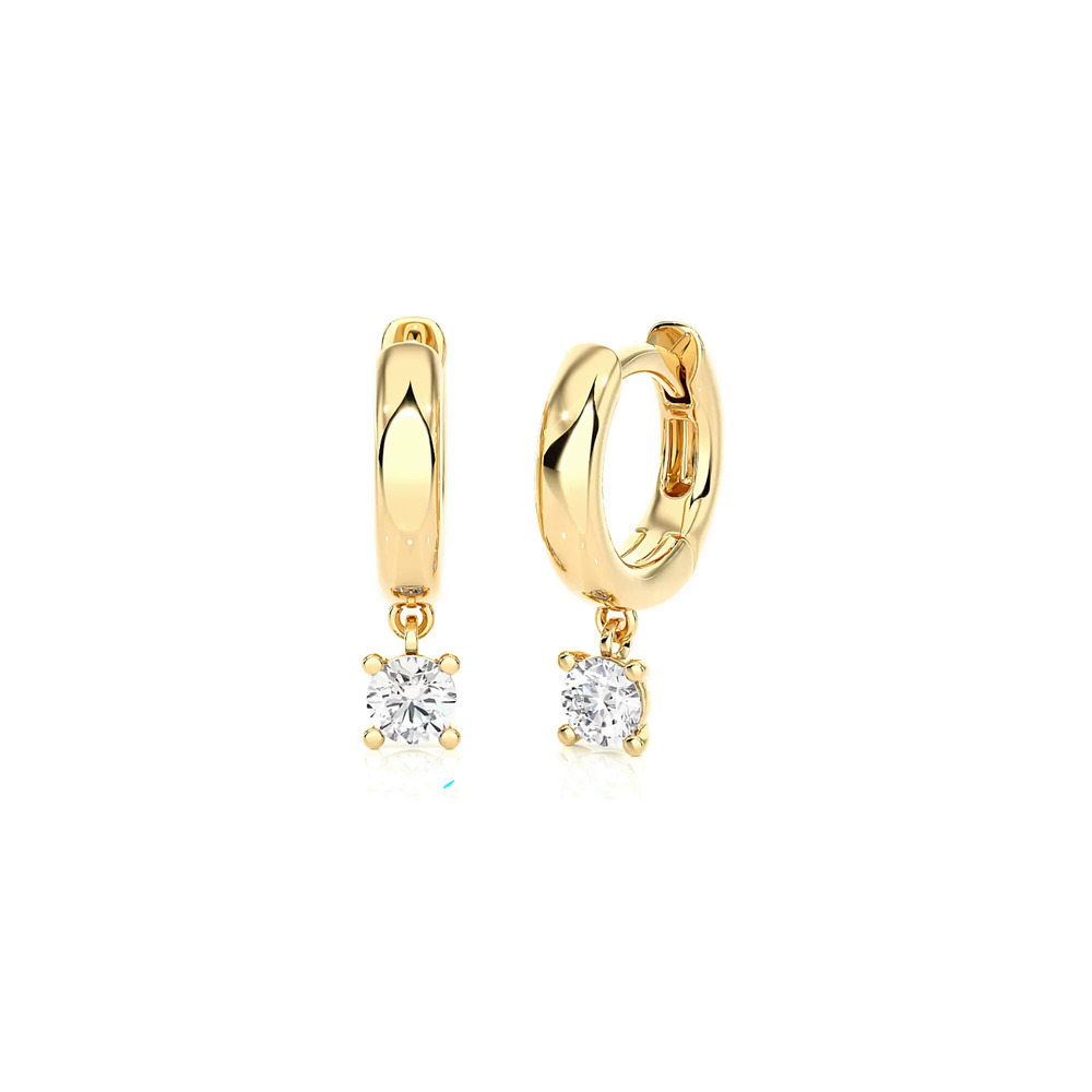 360 degree view of Huggie With Solitaire Lab Diamond Drop