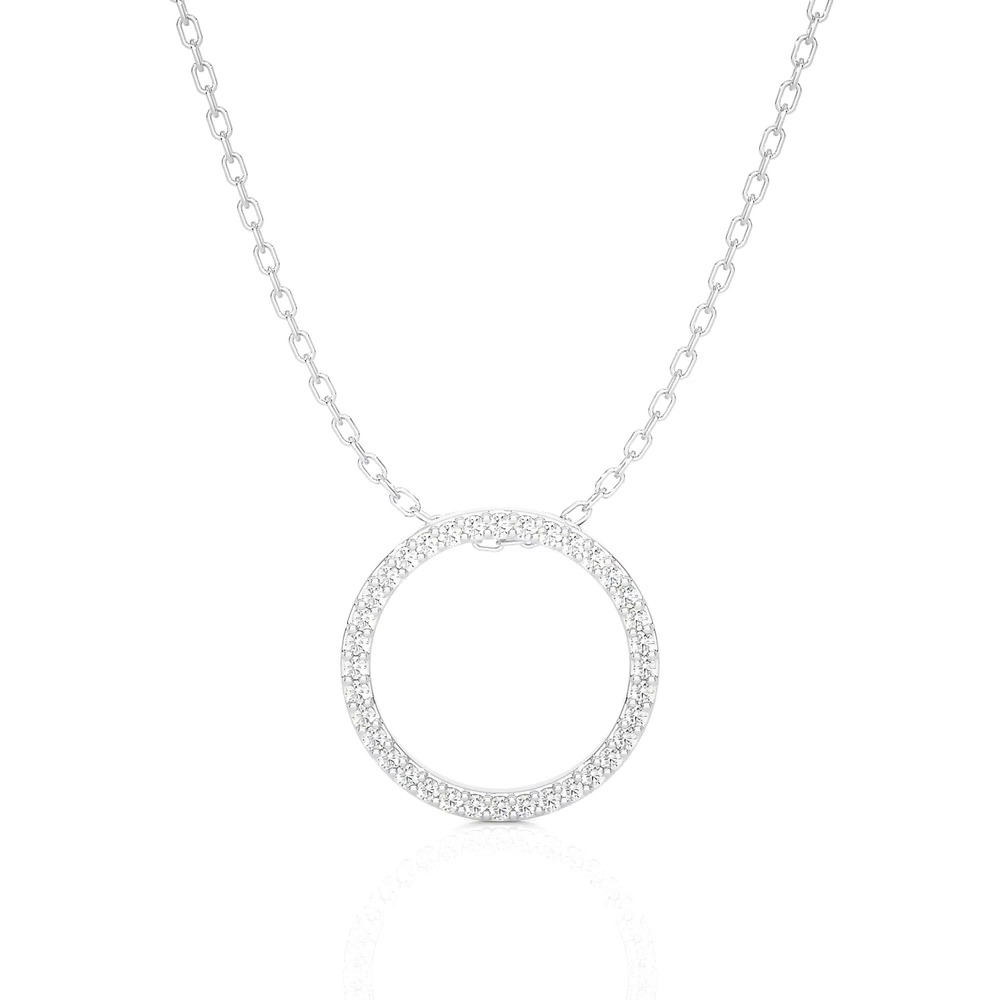 360 degree view of Petite Circular Lab Diamond Necklace