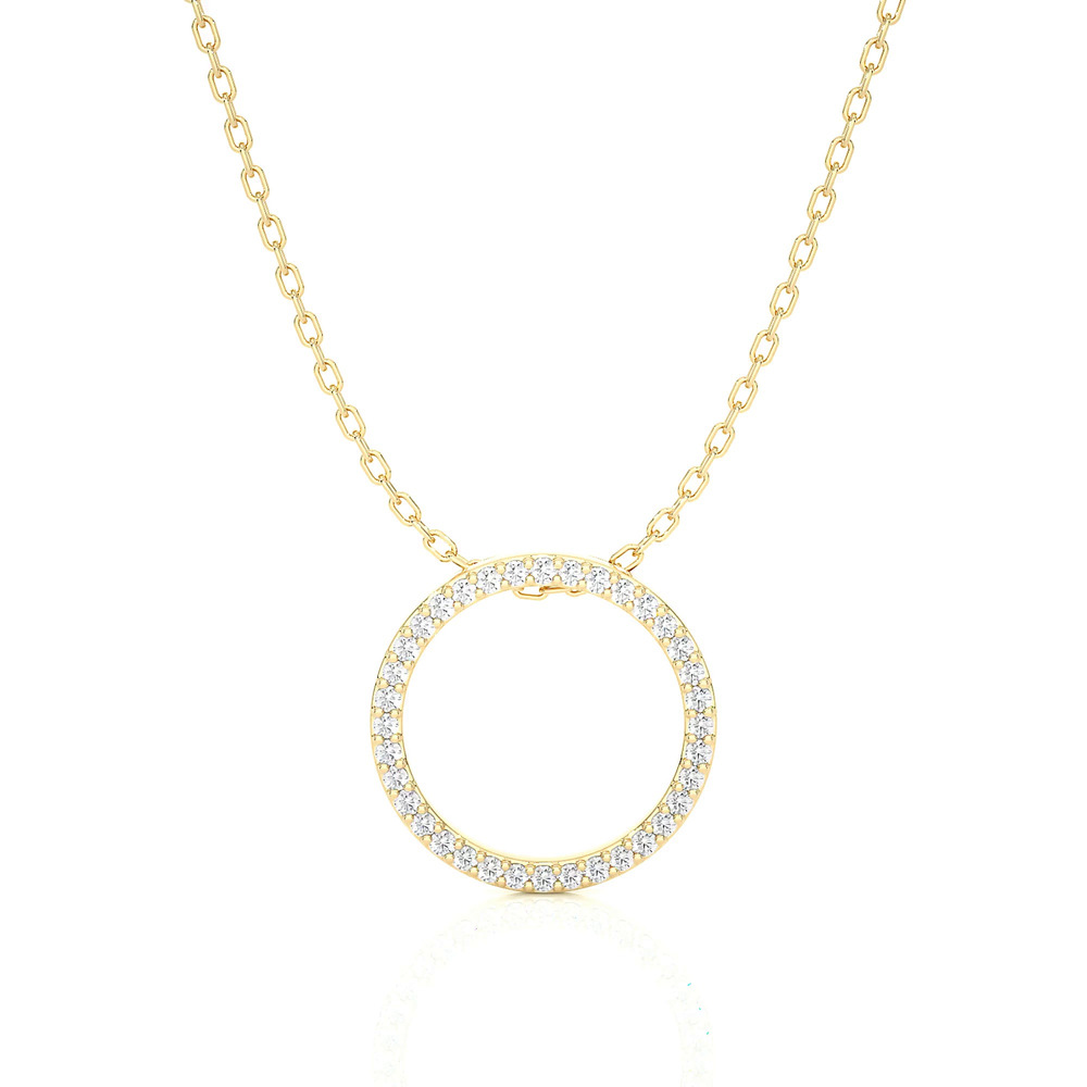 360 degree view of Petite Circular Lab Diamond Necklace