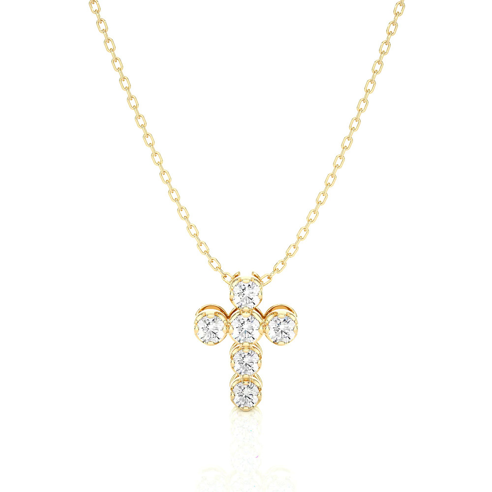 360 degree view of Petite Lab Diamond Cross Necklace