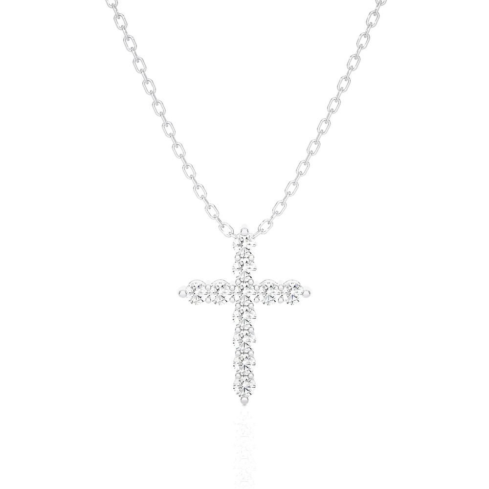360 degree view of Classic Lab Diamond Cross Necklace (1/2 ct. tw.)