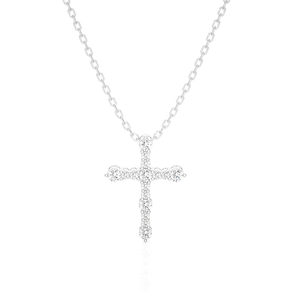 360 degree view of Modern Cross Lab Diamond Necklace
