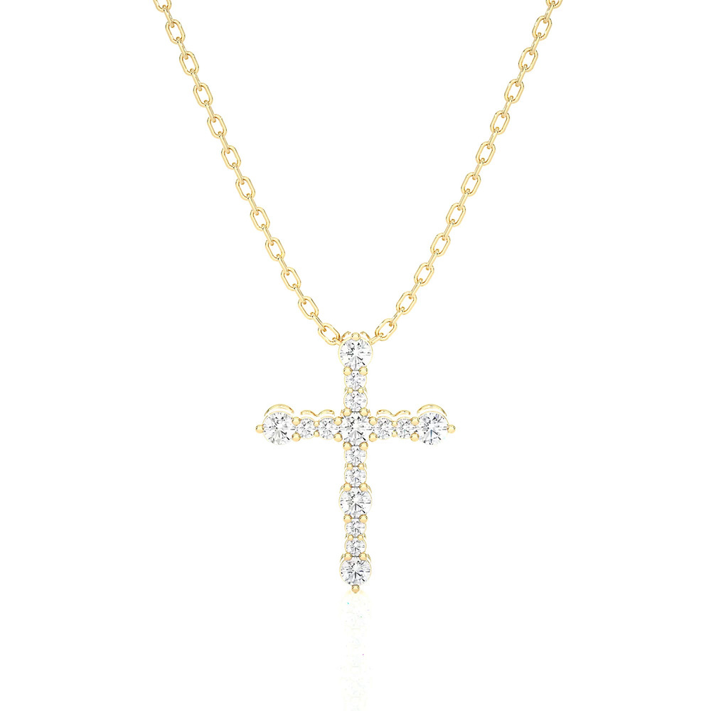 360 degree view of Modern Cross Lab Diamond Necklace