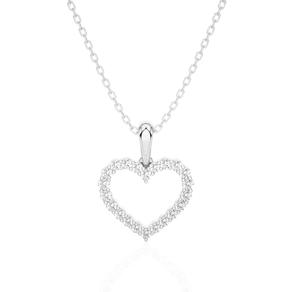 360 degree view of Petite Heart Lab Diamond Necklace