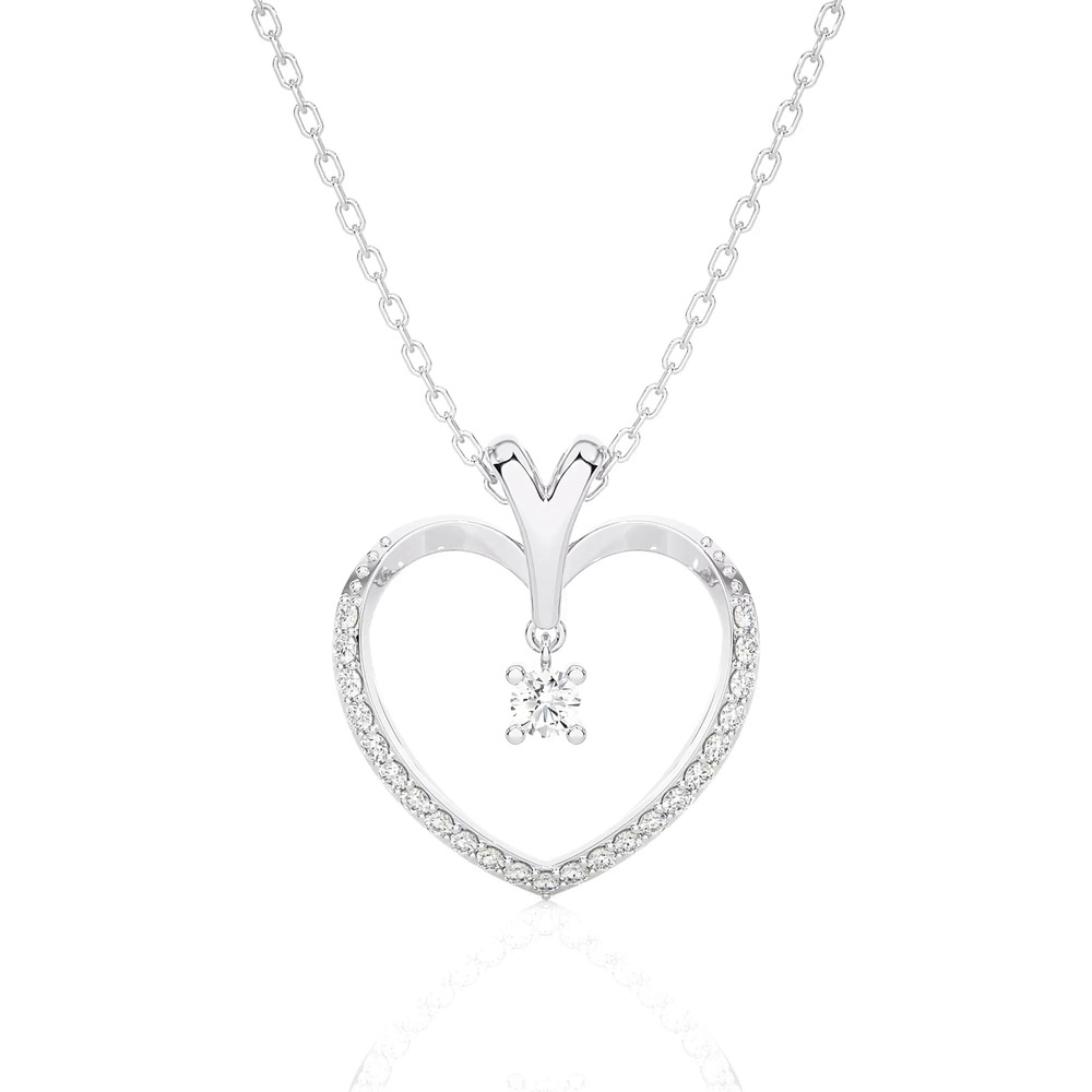 360 degree view of Lab Diamond Drop Heart Necklace