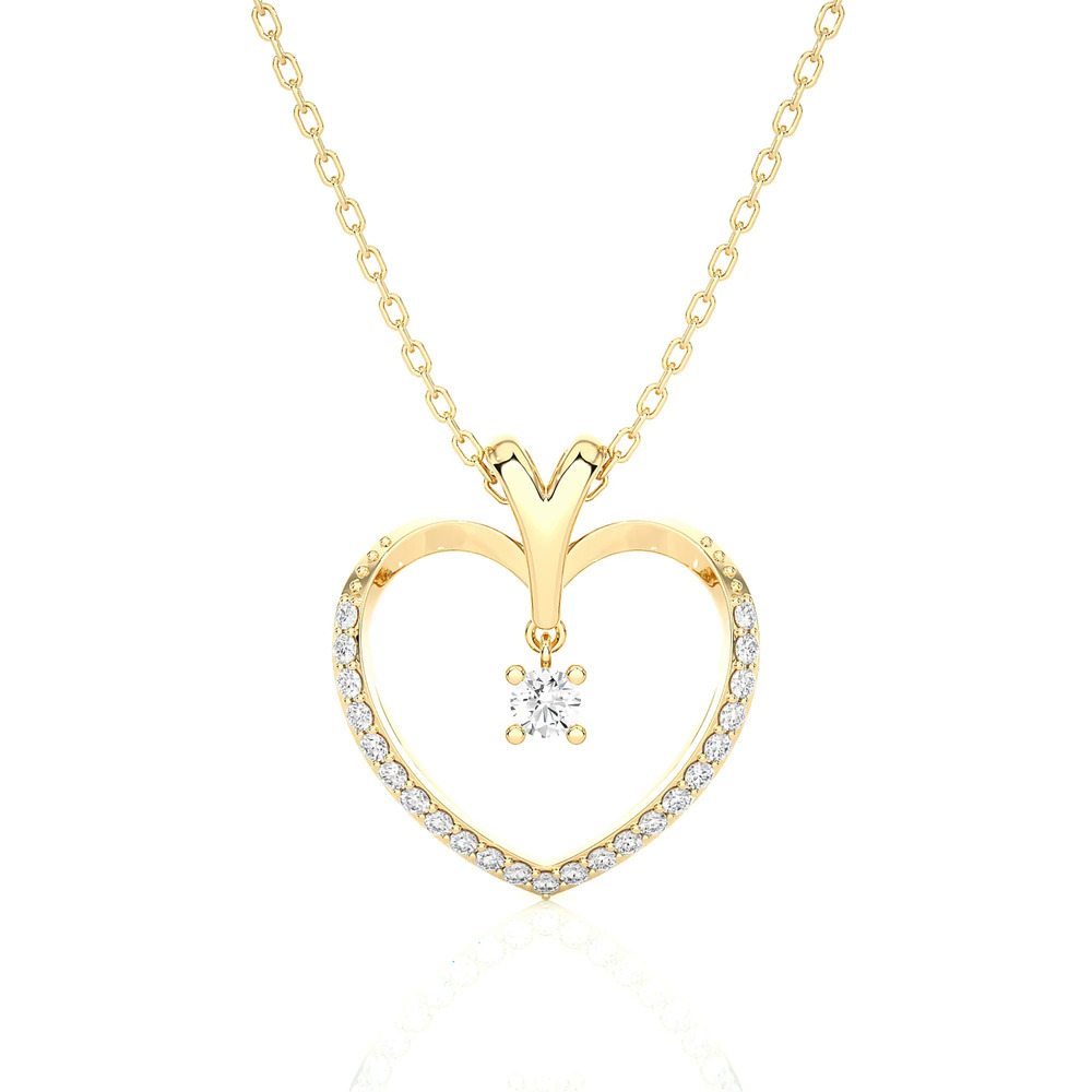 360 degree view of Lab Diamond Drop Heart Necklace