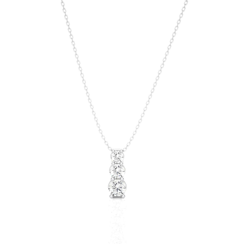 360 degree view of Three Stone Lab Diamond Drop Necklace