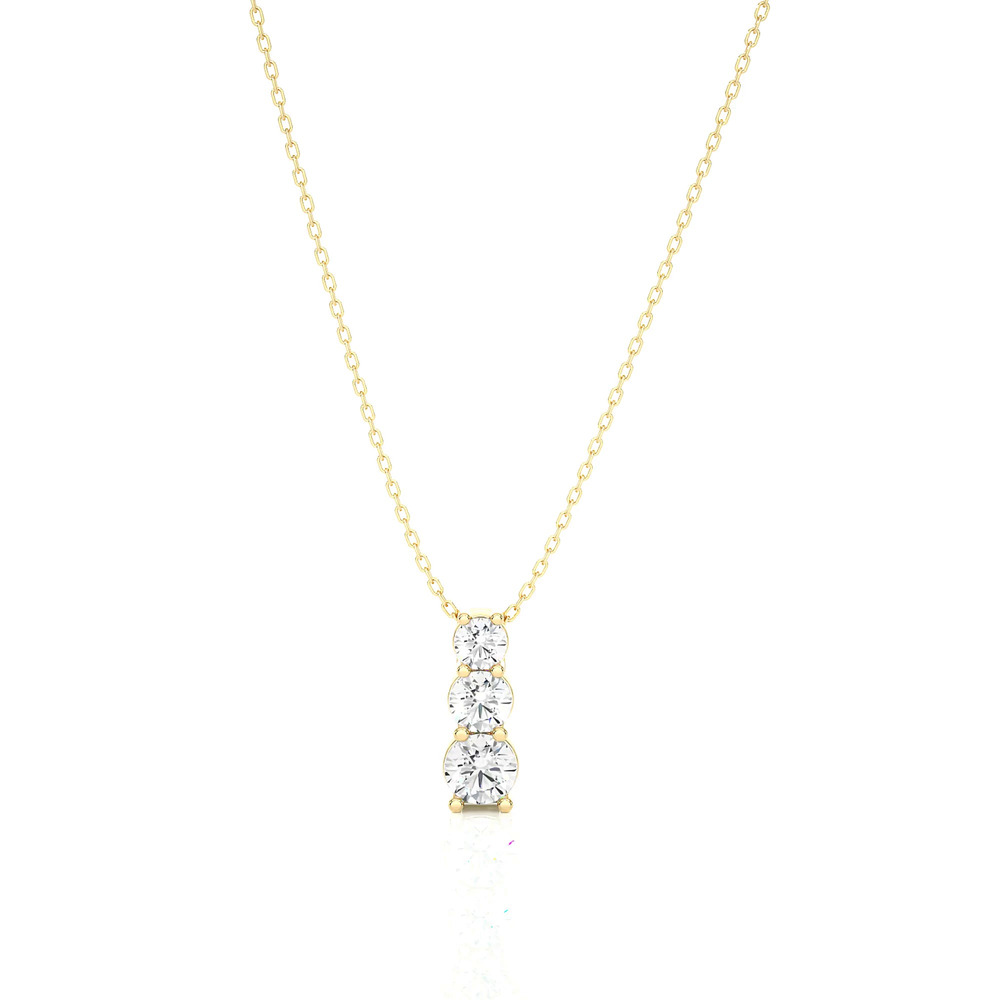 360 degree view of Three Stone Lab Diamond Drop Necklace