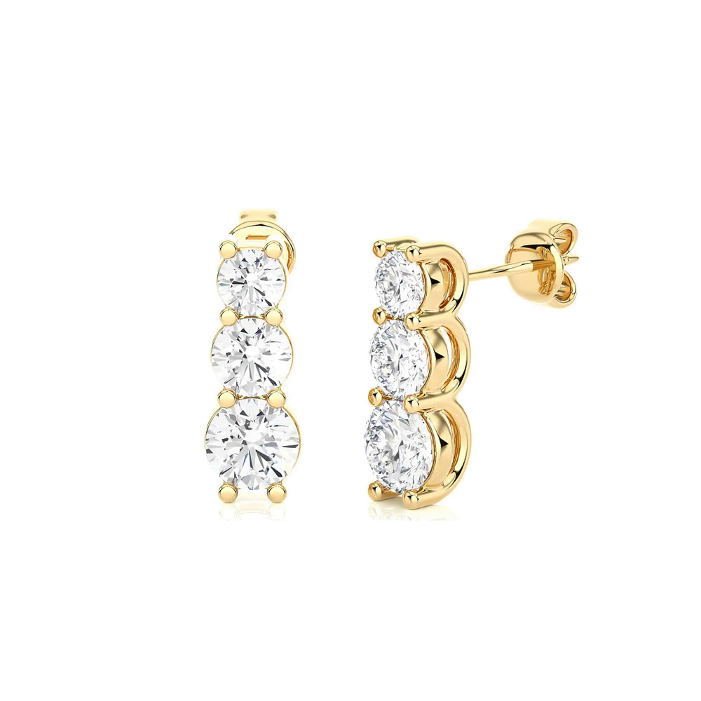 360 degree view of Three-Stone Graduated Lab Diamond Drop Earrings (1 ct. tw.)