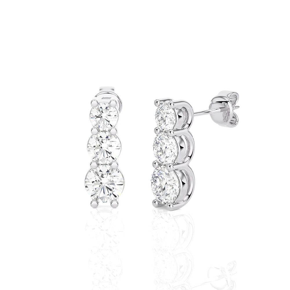 360 degree view of Three-Stone Graduated Lab Diamond Drop Earrings (2 ct. tw.)