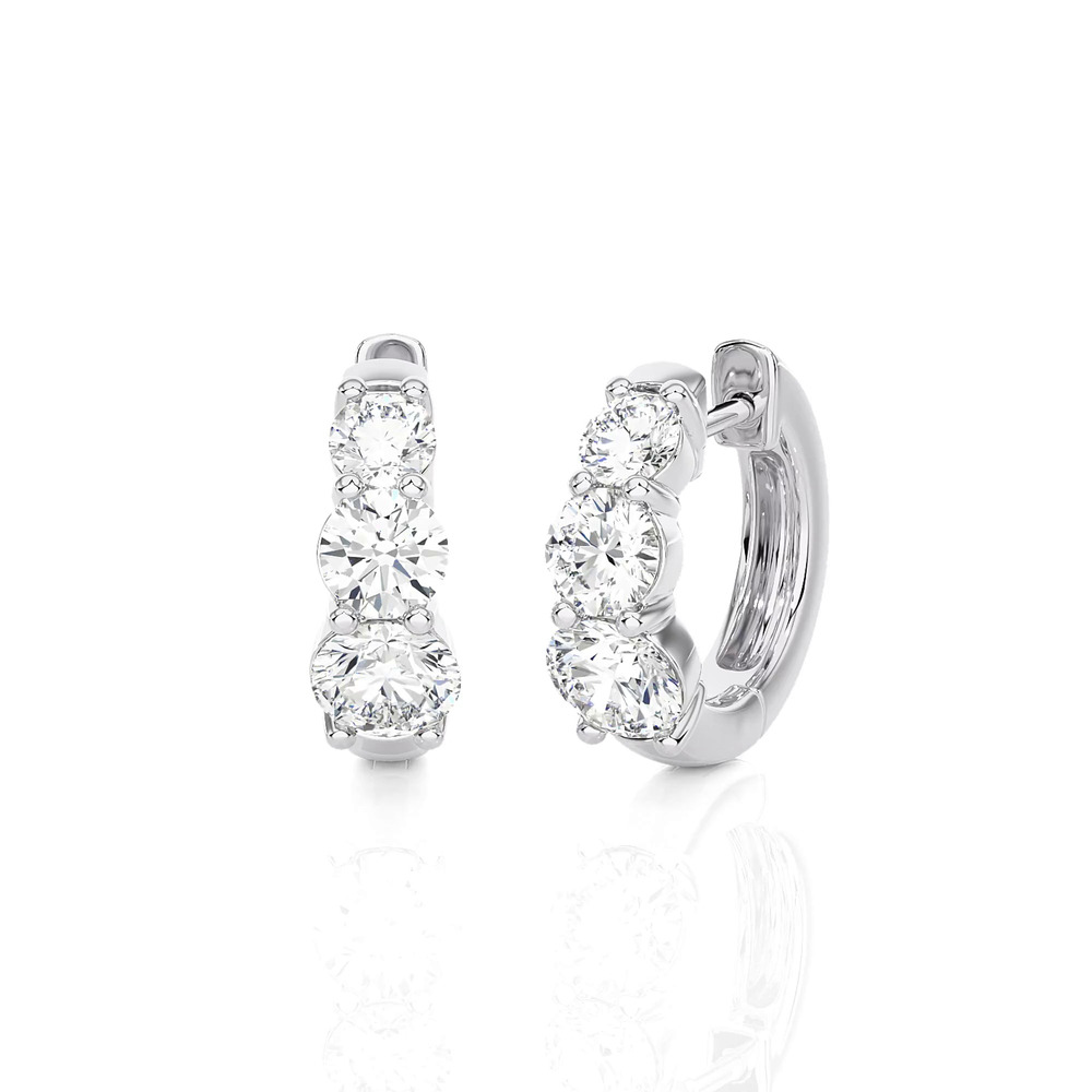 360 degree view of Three Stone Graduated Lab Diamond Hoop Earrings (1 ct. tw.)
