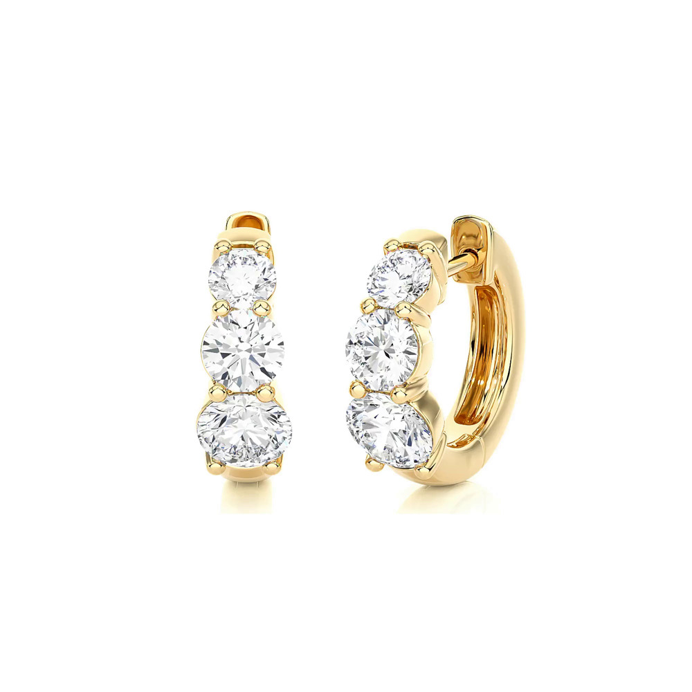 360 degree view of Three Stone Graduated Lab Diamond Hoop Earrings (1 ct. tw.)