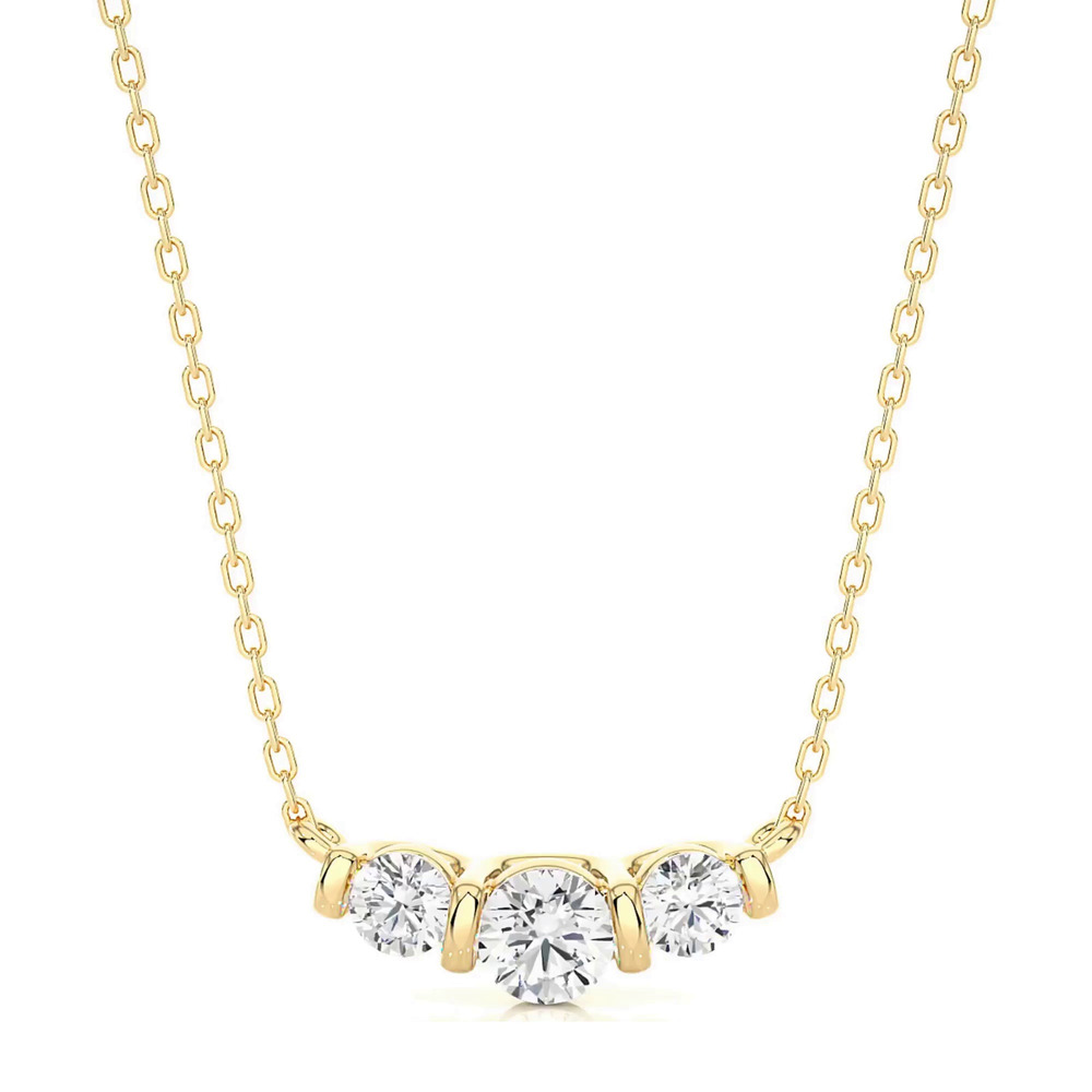 360 degree view of Three Stone Bar Set Lab Diamond Necklace (1/2 ct. tw.)