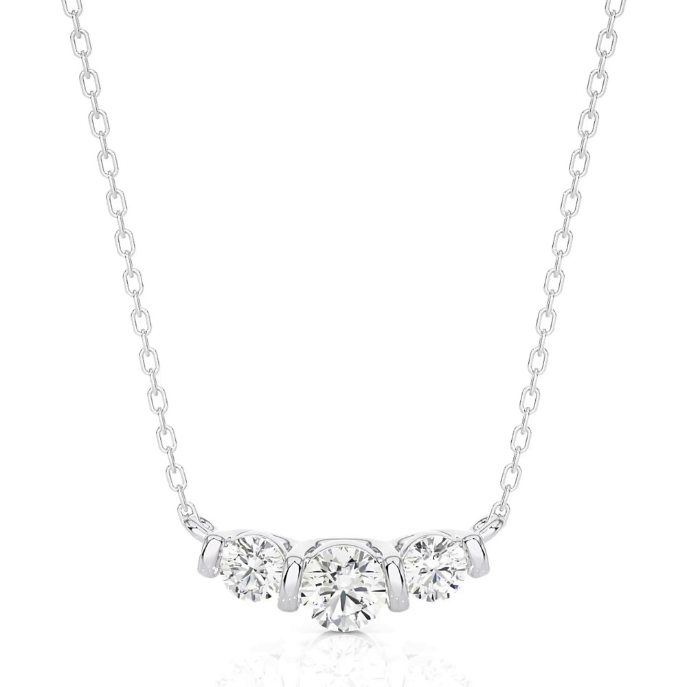 360 degree view of Three Stone Bar Set Lab Diamond Necklace (1 ct. tw.)