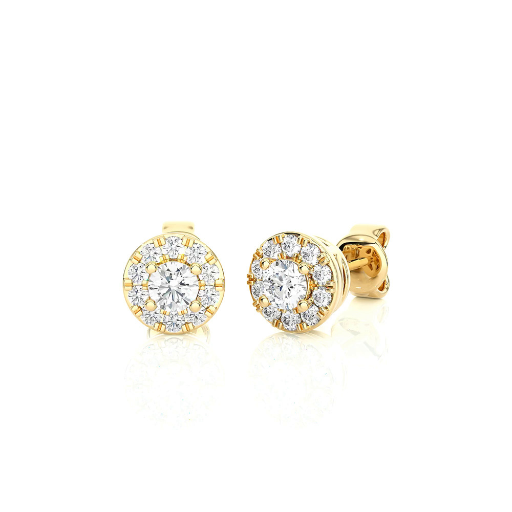 360 degree view of Petite Lab Diamond Halo Stud Earrings