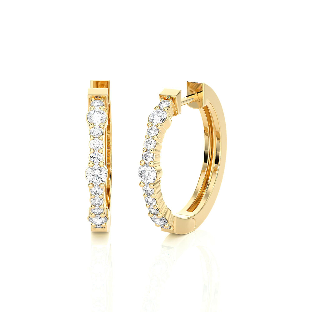 360 degree view of Alternating Sized Lab Diamond Hoops