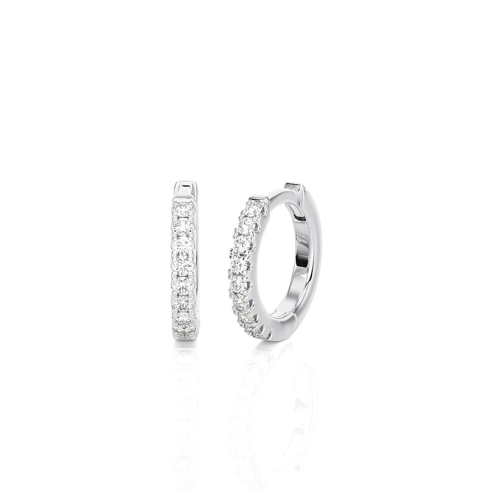 360 degree view of Huggie Lab Diamond Hoops