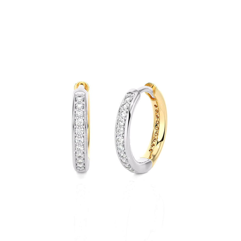 360 degree view of Reversible Huggie Lab Diamond Hoops