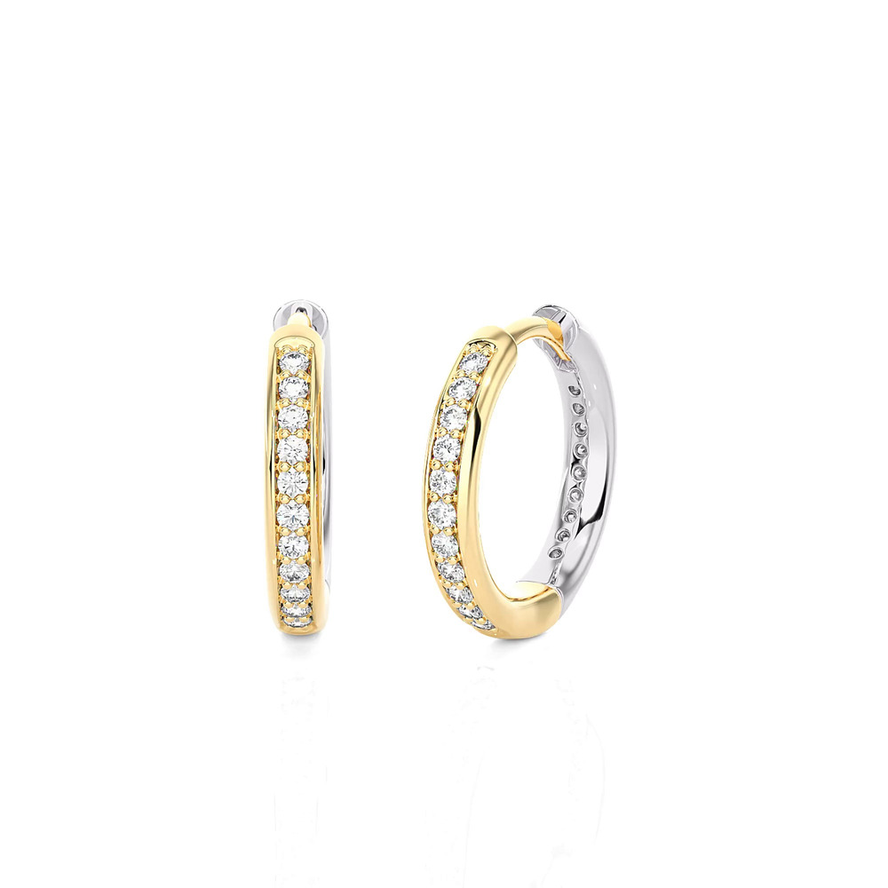 360 degree view of Reversible Huggie Lab Diamond Hoops