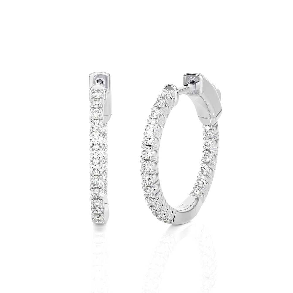 360 degree view of Petite Inside-Out Lab Diamond Hoops