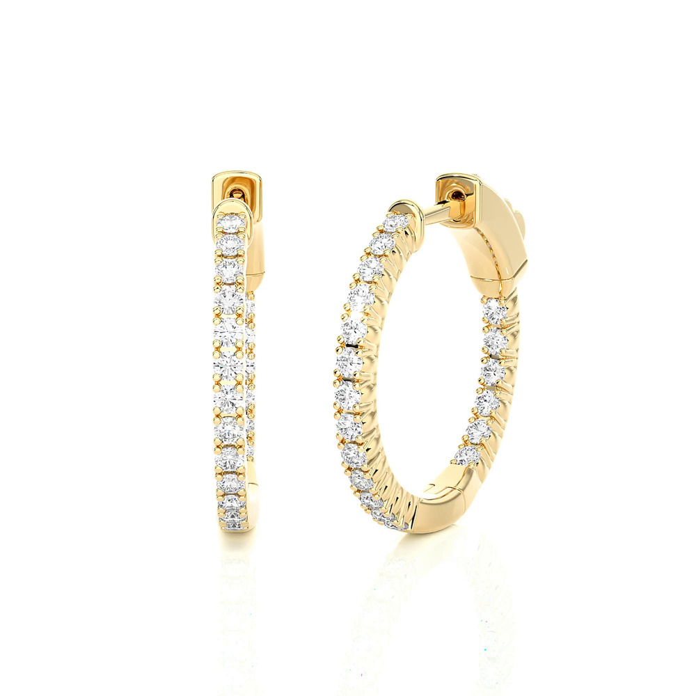 360 degree view of Petite Inside-Out Lab Diamond Hoops