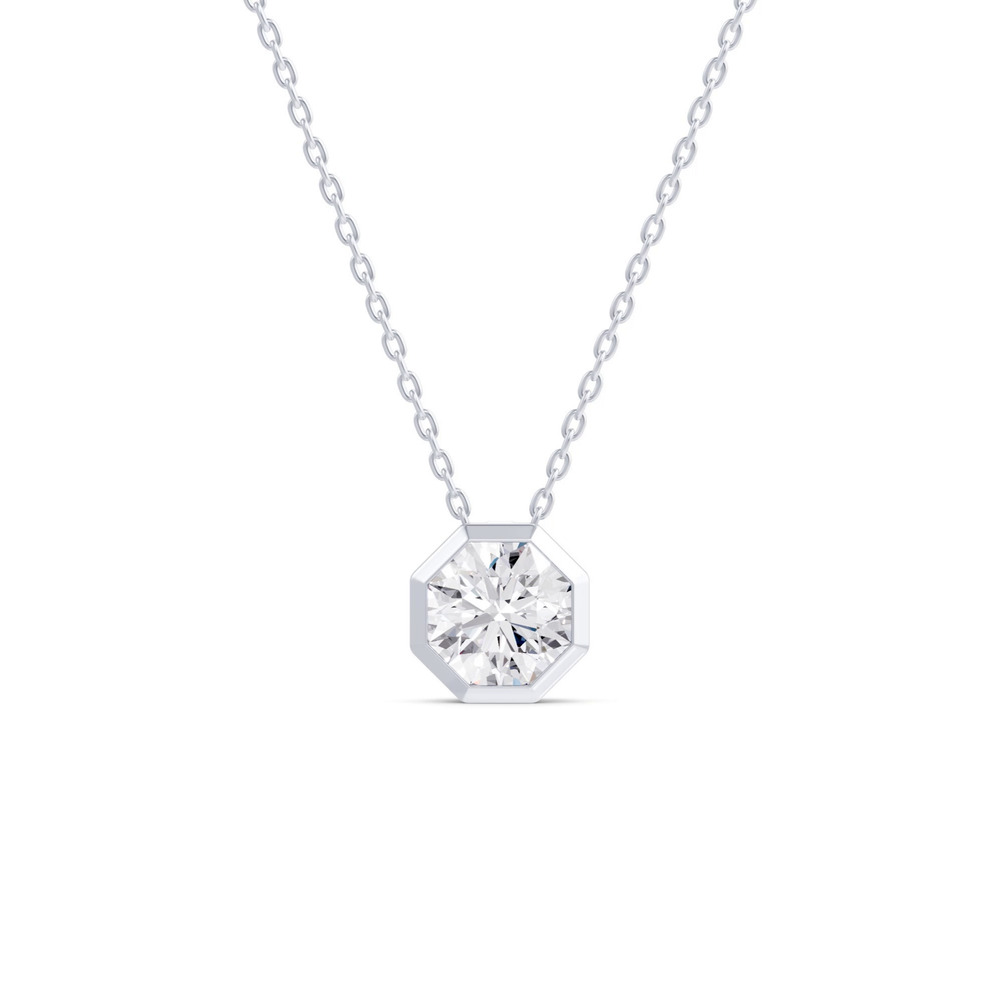 360 degree view of Bezel Octagon Lab Diamond Necklace