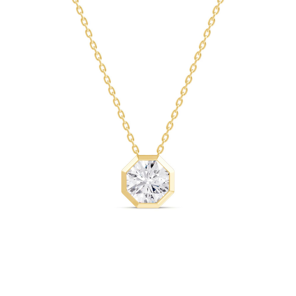 360 degree view of Bezel Octagon Diamond Necklace