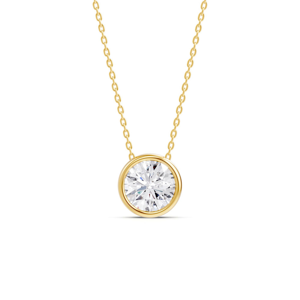 360 degree view of Floating Round Diamond Bezel Necklace