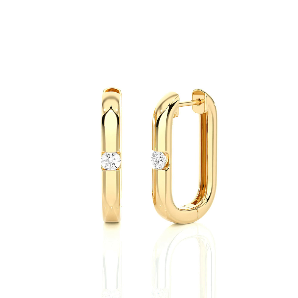 360 degree view of Elongated Hoop With Solitaire Lab Diamond