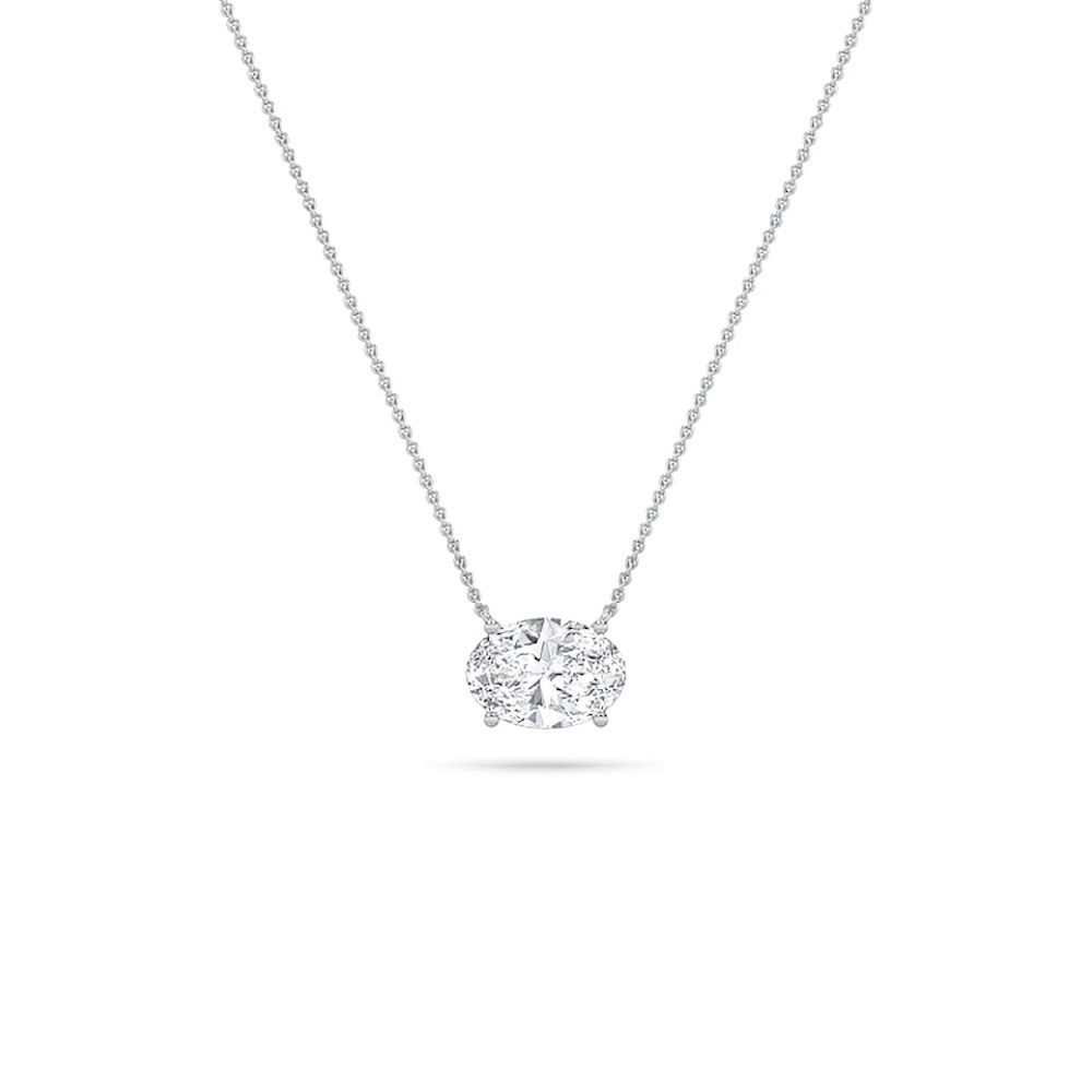 360 degree view of Floating Oval Lab Diamond Solitaire Necklace (2.00 ct.)