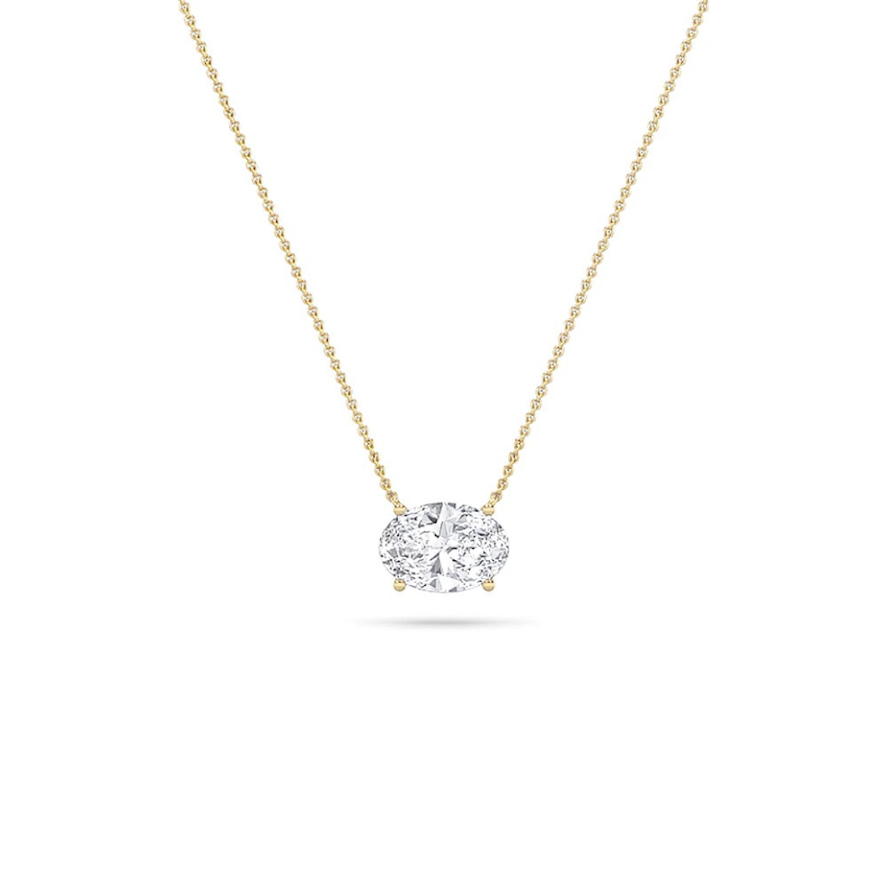 360 degree view of Floating Oval Lab Diamond Solitaire Necklace (3.00 ct.)