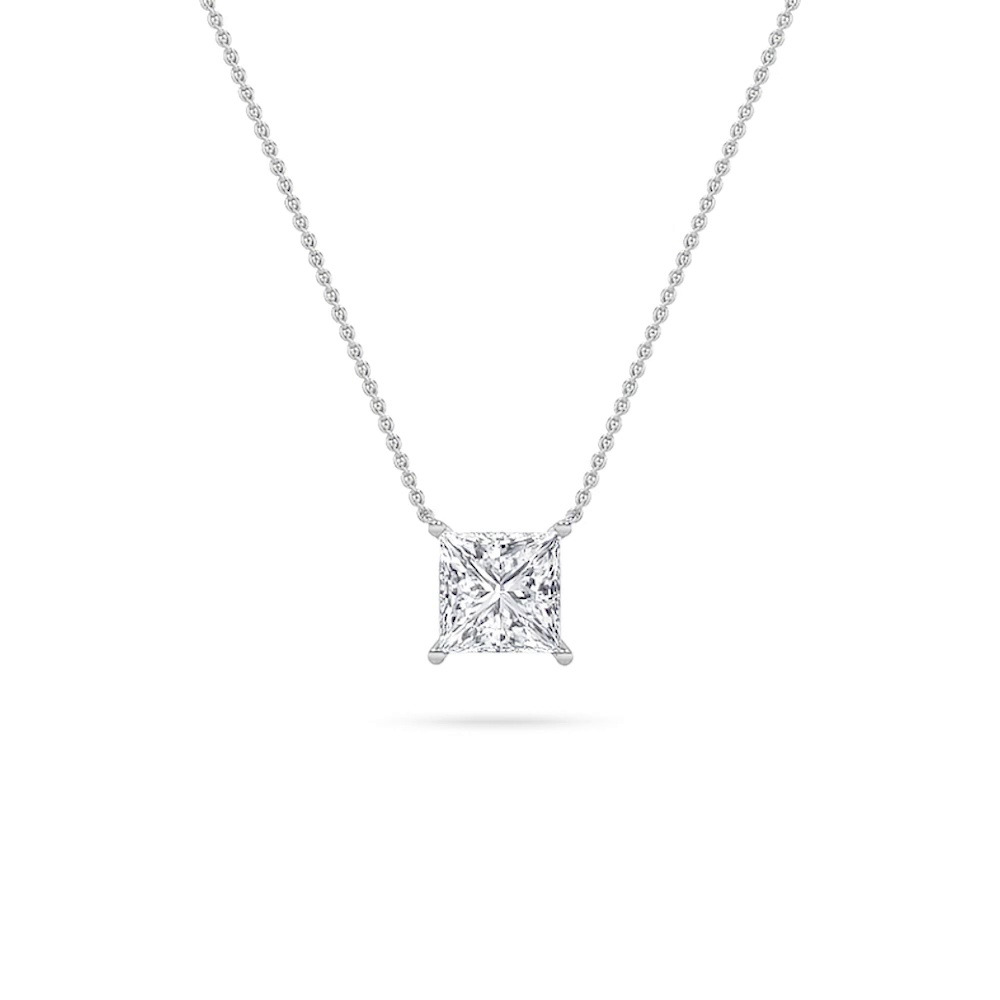 360 degree view of Floating Princess-Cut Lab Diamond Solitaire Necklace (1.00 ct.)