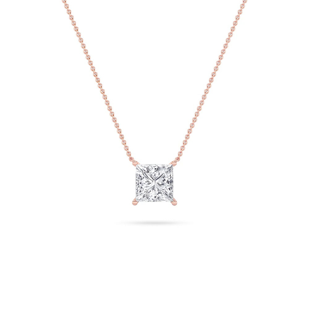 360 degree view of Floating Princess-Cut Lab Diamond Solitaire Necklace (1.00 ct.)
