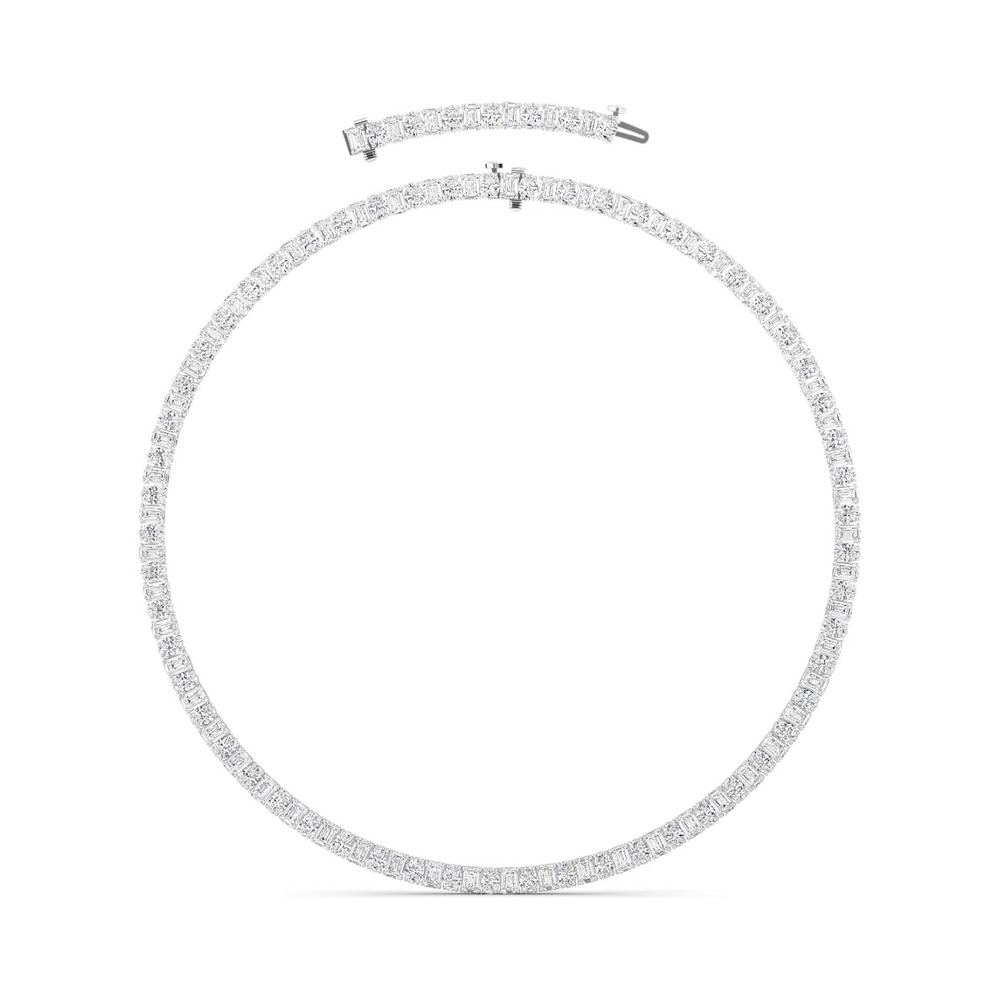360 degree view of Adjustable Oval & Emerald-Cut Lab Diamond Eternity Necklace (33.00 ct. tw.)