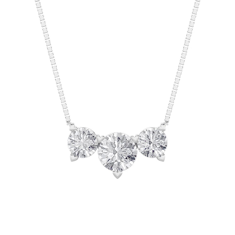 360 degree view of Three Stone Heart Prong Round Lab Diamond Necklace (2.00 ct. tw.)