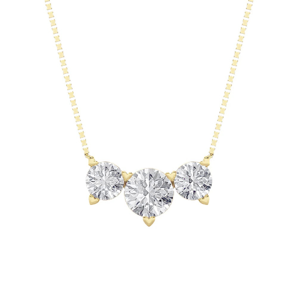 360 degree view of Three Stone Heart Prong Round Lab Diamond Necklace (2.00 ct. tw.)