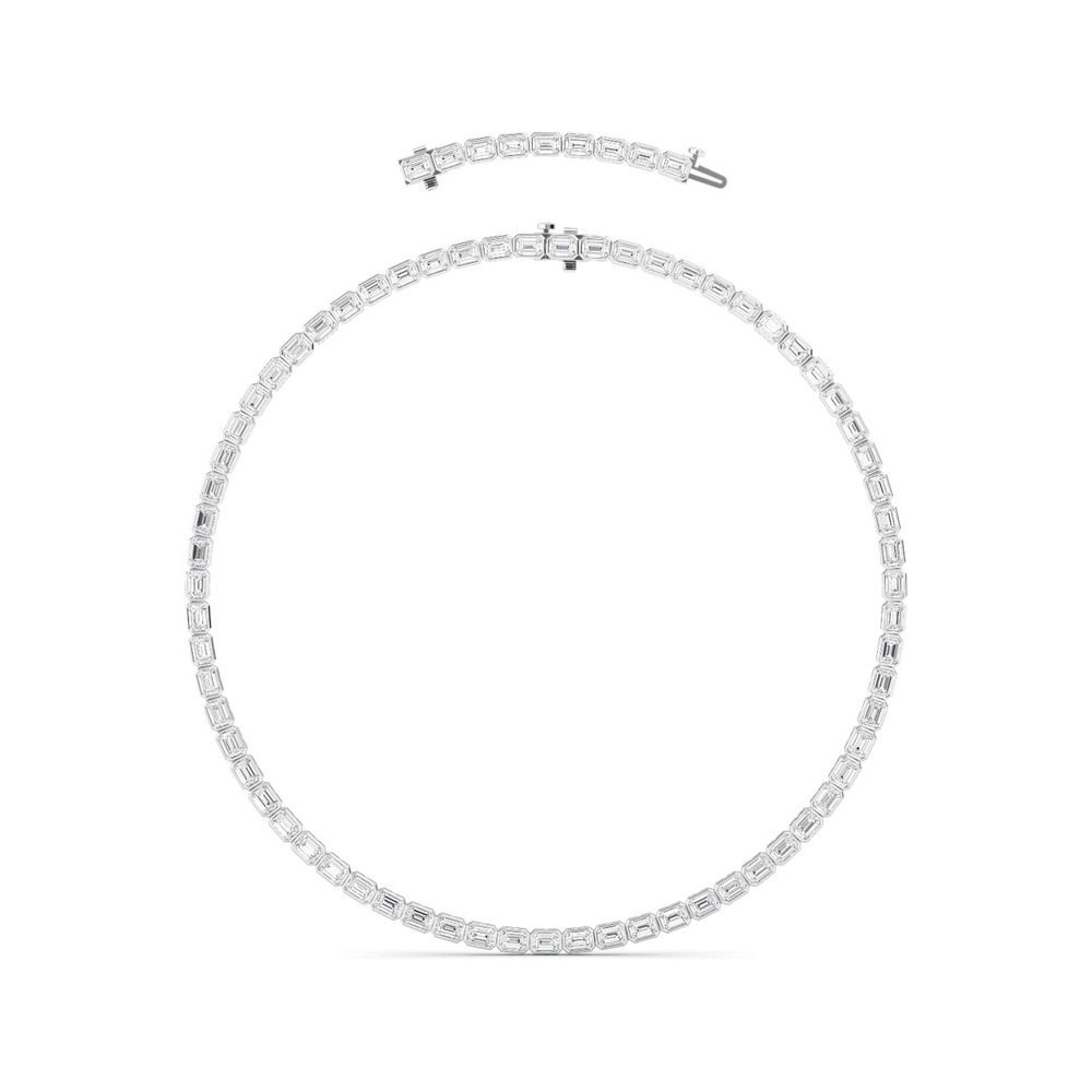 360 degree view of Adjustable Emerald-Cut Lab Diamond Bezel Eternity Necklace (30.00 ct. tw.)