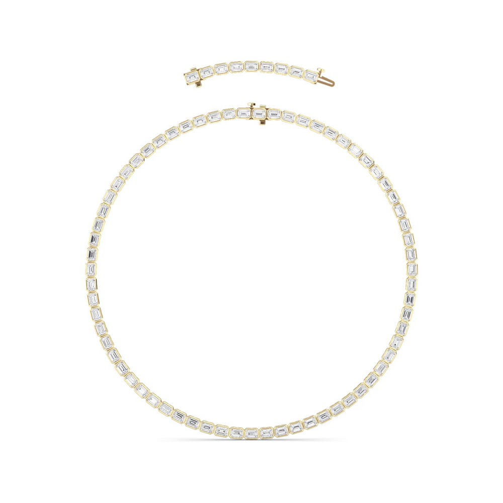 360 degree view of Adjustable Emerald-Cut Lab Diamond Bezel Eternity Necklace (30.00 ct. tw.)