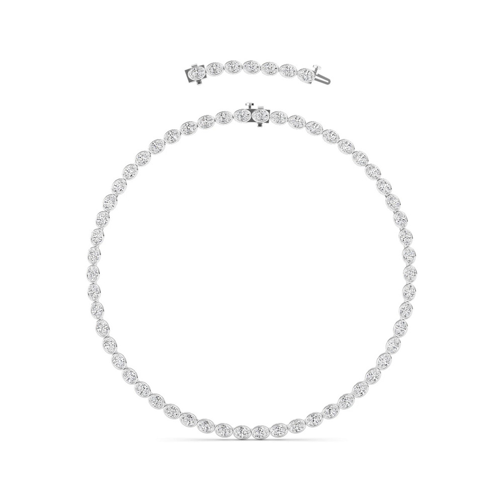 360 degree view of Adjustable Oval Lab Diamond Bezel Eternity Necklace (30.00 ct. tw.)