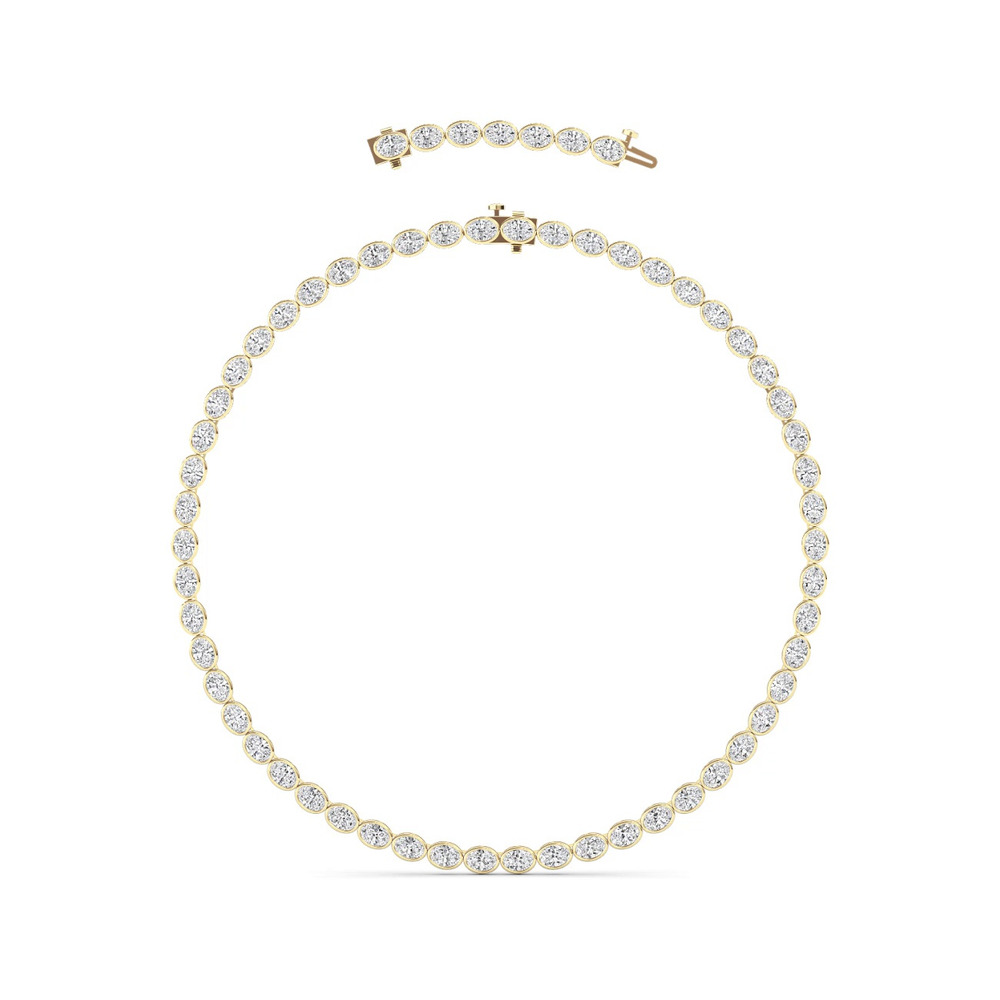 360 degree view of Adjustable Oval Lab Diamond Bezel Eternity Necklace (30.00 ct. tw.)