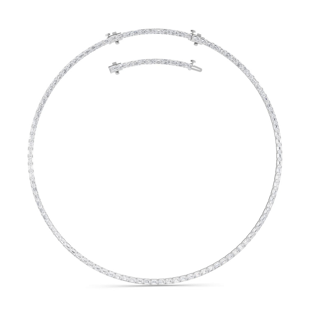 360 degree view of Adjustable Emerald-Cut Lab Diamond Eternity Necklace (29.00 ct. tw.)