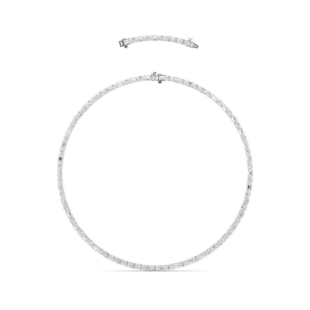 360 degree view of Adjustable Oval & Emerald-Cut Lab Diamond Eternity Necklace (25.00 ct. tw.)